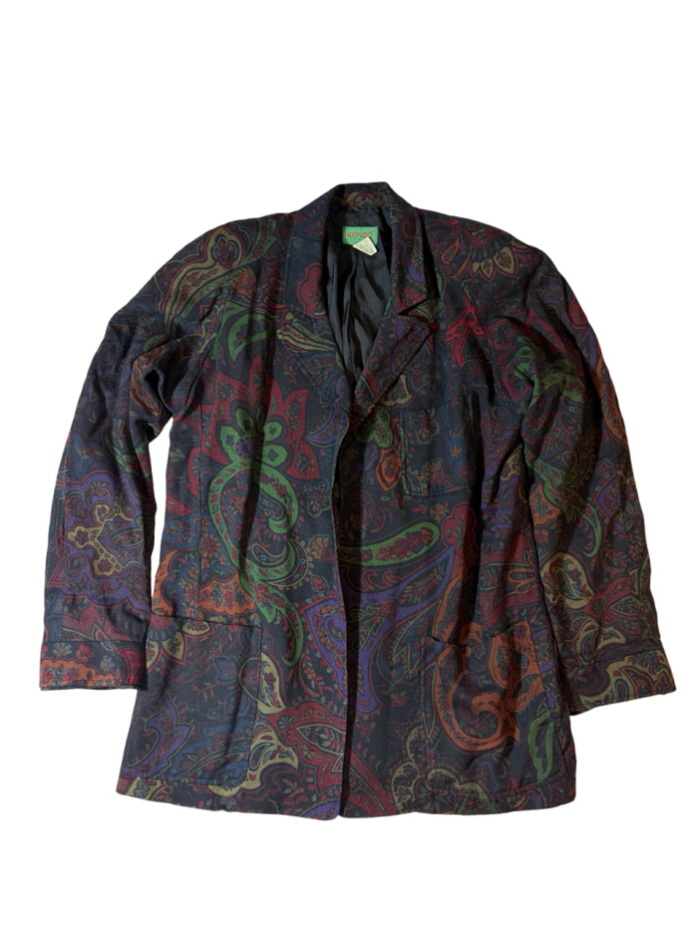 Vintage Kenzo Paris Paisley Blazer Jacket 42 Shoulder Pads Designer Artsy